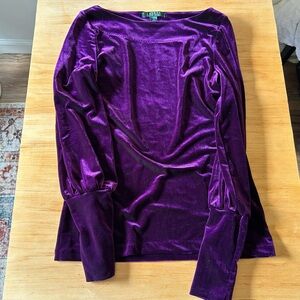 Purple Velvet Long Sleeve Top
